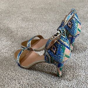 Halogen Blue Multi Beaded Ankle-Strap Heels